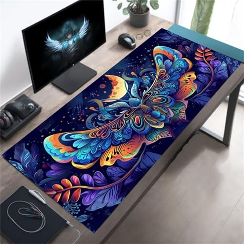 Mauspad XXL, 800x400x2mm Großer Mousepad, Mouse Pad Gaming, Tischunterlage Large Size, Spezielle Oberfläche Verbessert Präzision und Geschwindigkeit für Home Office (Abstrakter Schmetterling) von taesdvry