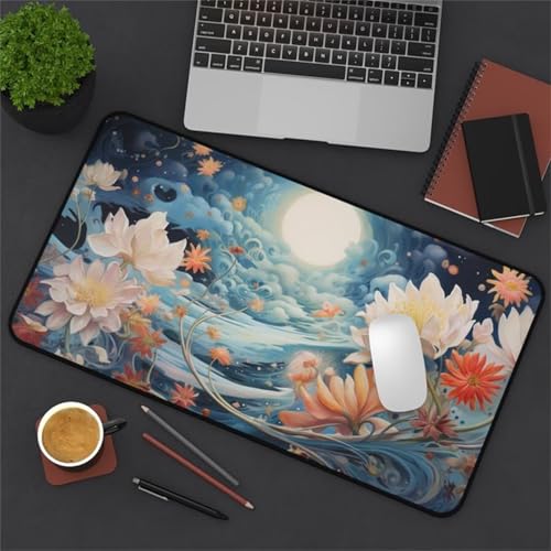 Mauspad XXL, 800x400x2mm Großer Mousepad, Mouse Pad Gaming, Tischunterlage Large Size, Spezielle Oberfläche Verbessert Präzision und Geschwindigkeit für Home Office (Lotus Dunkle Wolken) von taesdvry