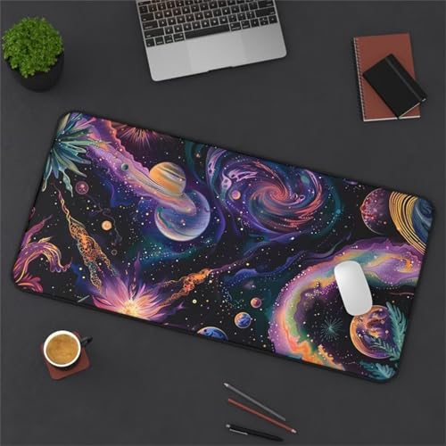 Mauspad XXL, 800x400x2mm Großer Mousepad, Mouse Pad Gaming, Tischunterlage Large Size, Spezielle Oberfläche Verbessert Präzision und Geschwindigkeit für Home Office (Planet Nachthimmel) von taesdvry