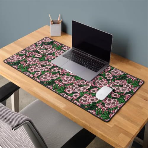 Mauspad XXL, 800x400x3mm Großer Mousepad, Mouse Pad Gaming, Tischunterlage Large Size, Spezielle Oberfläche Verbessert Präzision und Geschwindigkeit für Home Office (Rosa Blume) von taesdvry