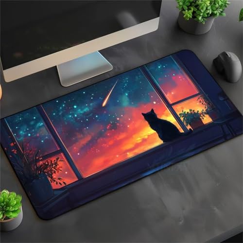Mouse Mat,1500x800x2mm Gaming Mouse Pad, XXL Gaming Mousepad, Improved Precision and Speed Table mat Large Size, Laptop, Office, Home and Travel (Cat Landscape) von taesdvry