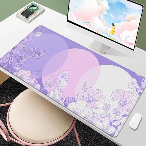 Mouse Mat,1500x800x2mm Gaming Mouse Pad, XXL Gaming Mousepad, Improved Precision and Speed Table mat Large Size, Laptop, Office, Home and Travel (Dreamlike Purple Flowers) von taesdvry