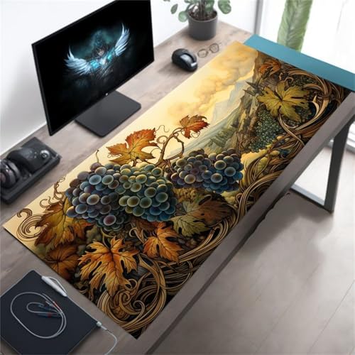 Mouse Mat,1500x800x2mm Gaming Mouse Pad, XXL Gaming Mousepad, Improved Precision and Speed Table mat Large Size, Laptop, Office, Home and Travel (Grapes Plants) von taesdvry