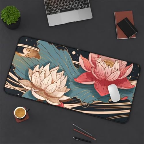 Mouse Mat,1500x800x2mm Gaming Mouse Pad, XXL Gaming Mousepad, Improved Precision and Speed Table mat Large Size, Laptop, Office, Home and Travel (Lotus White Pink) von taesdvry