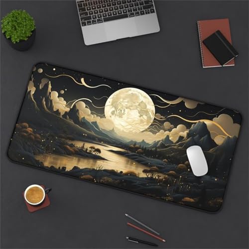 Mouse Mat,1500x800x2mm Gaming Mouse Pad, XXL Gaming Mousepad, Improved Precision and Speed Table mat Large Size, Laptop, Office, Home and Travel (Moon River) von taesdvry