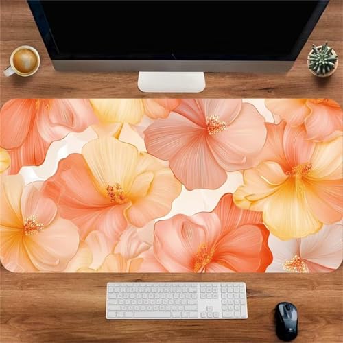 Mouse Mat,1500x800x2mm Gaming Mouse Pad, XXL Gaming Mousepad, Improved Precision and Speed Table mat Large Size, Laptop, Office, Home and Travel (Orange Yellow Flower) von taesdvry