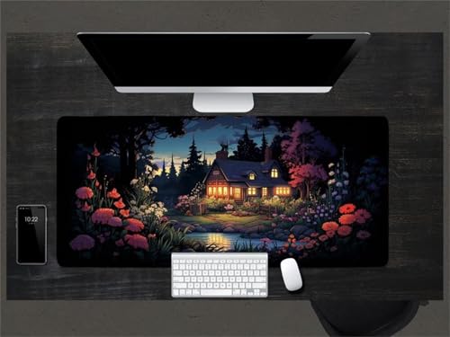 Mouse Mat,1500x800x2mm Gaming Mouse Pad, XXL Gaming Mousepad, Improved Precision and Speed Table mat Large Size, Laptop, Office, Home and Travel (Village Evening) von taesdvry