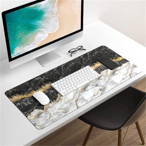 Mouse Mat,1500x800x3mm Gaming Mouse Pad, XXL Gaming Mousepad, Improved Precision and Speed Table mat Large Size, Laptop, Office, Home and Travel (Black White Gold) von taesdvry