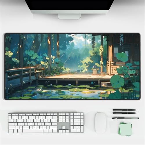 Mouse Mat,1500x800x3mm Gaming Mouse Pad, XXL Gaming Mousepad, Improved Precision and Speed Table mat Large Size, Laptop, Office, Home and Travel (Bridge Garden) von taesdvry