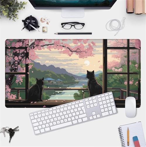 Mouse Mat,1500x800x3mm Gaming Mouse Pad, XXL Gaming Mousepad, Improved Precision and Speed Table mat Large Size, Laptop, Office, Home and Travel (Cat Landscape) von taesdvry
