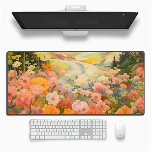 Mouse Mat,1500x800x3mm Gaming Mouse Pad, XXL Gaming Mousepad, Improved Precision and Speed Table mat Large Size, Laptop, Office, Home and Travel (Flower Field Color) von taesdvry