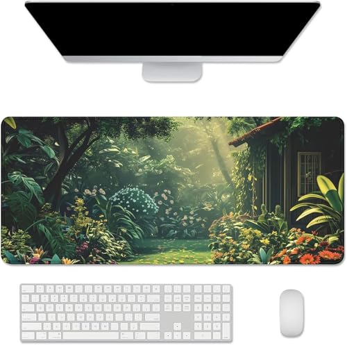 Mouse Mat,1500x800x3mm Gaming Mouse Pad, XXL Gaming Mousepad, Improved Precision and Speed Table mat Large Size, Laptop, Office, Home and Travel (Garden Green Plants) von taesdvry