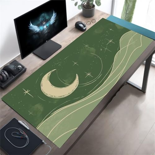 Mouse Mat,1500x800x3mm Gaming Mouse Pad, XXL Gaming Mousepad, Improved Precision and Speed Table mat Large Size, Laptop, Office, Home and Travel (Green River Moon) von taesdvry