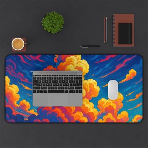 Mouse Mat,1500x800x3mm Gaming Mouse Pad, XXL Gaming Mousepad, Improved Precision and Speed Table mat Large Size, Laptop, Office, Home and Travel (Yellow Clouds) von taesdvry