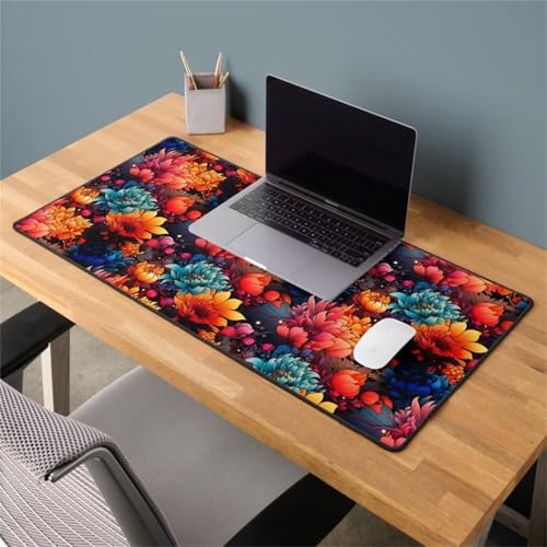 Mouse Mat,700x300x2mm Gaming Mouse Pad, XXL Gaming Mousepad, Improved Precision and Speed Table mat Large Size, Laptop, Office, Home and Travel (Colored Flowers) von taesdvry