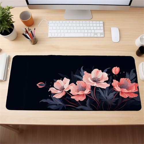 Mouse Mat,700x300x2mm Gaming Mouse Pad, XXL Gaming Mousepad, Improved Precision and Speed Table mat Large Size, Laptop, Office, Home and Travel (Flower Black) von taesdvry