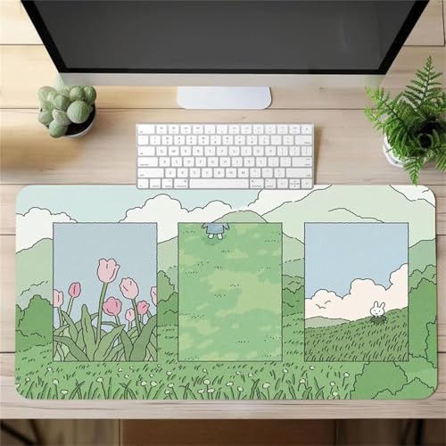 Mouse Mat,700x300x2mm Gaming Mouse Pad, XXL Gaming Mousepad, Improved Precision and Speed Table mat Large Size, Laptop, Office, Home and Travel (Green Plant Tulip) von taesdvry