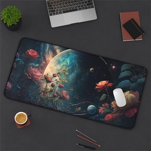 Mouse Mat,700x300x2mm Gaming Mouse Pad, XXL Gaming Mousepad, Improved Precision and Speed Table mat Large Size, Laptop, Office, Home and Travel (Planet Rose) von taesdvry