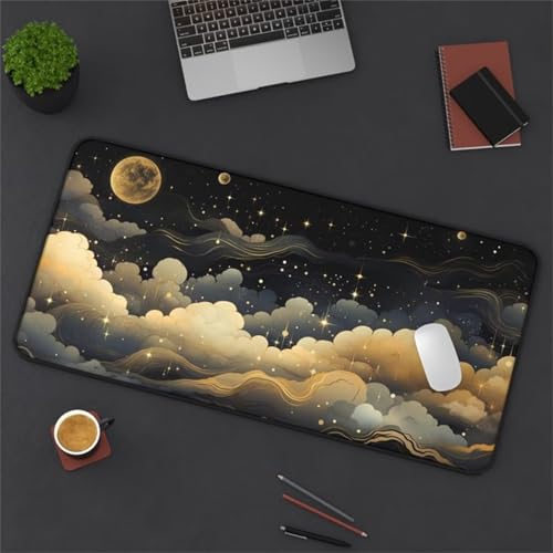 Mouse Mat,700x300x3mm Gaming Mouse Pad, XXL Gaming Mousepad, Improved Precision and Speed Table mat Large Size, Laptop, Office, Home and Travel (Golden Cloud Moon) von taesdvry
