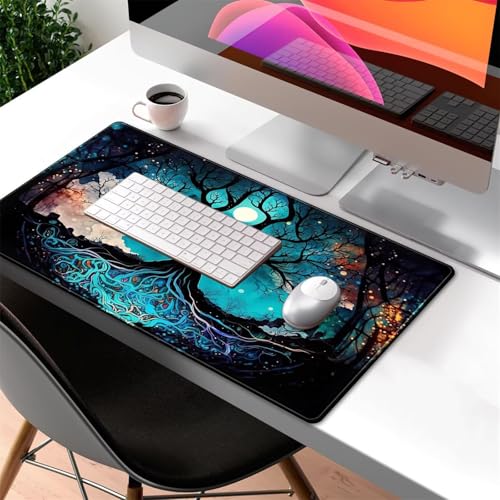 Mouse Mat,700x300x3mm Gaming Mouse Pad, XXL Gaming Mousepad, Improved Precision and Speed Table mat Large Size, Laptop, Office, Home and Travel (Tree of Life Moon) von taesdvry