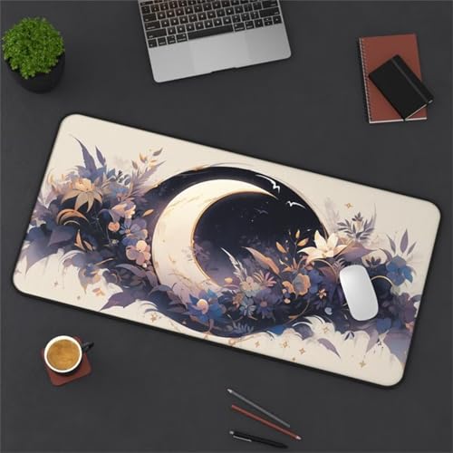 Mouse Mat,900x300x2mm Gaming Mouse Pad, XXL Gaming Mousepad, Improved Precision and Speed Table mat Large Size, Laptop, Office, Home and Travel (Moon Flower) von taesdvry