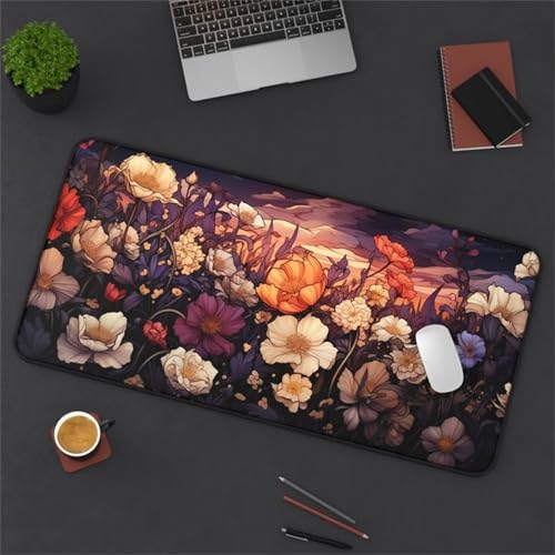 Mouse Mat,900x300x3mm Gaming Mouse Pad, XXL Gaming Mousepad, Improved Precision and Speed Table mat Large Size, Laptop, Office, Home and Travel (Flower Field Dusk) von taesdvry