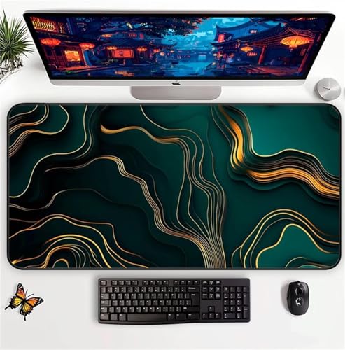 Mouse Mat,900x300x3mm Gaming Mouse Pad, XXL Gaming Mousepad, Improved Precision and Speed Table mat Large Size, Laptop, Office, Home and Travel (Green Topographic Map) von taesdvry