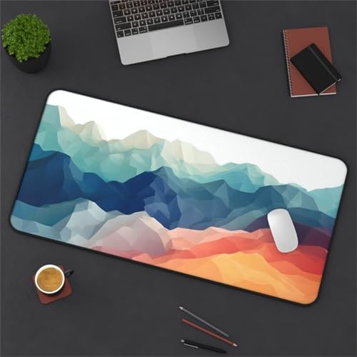 taesdvry Großes Mauspad, 700x400x3mm Gaming Mauspads, Genähte Kanten Mouse Pad, Schreibtischunterlage mit Rutschfester Gummibasis für Tastatur, PC, Laptop (Abstrakte Berge) von taesdvry