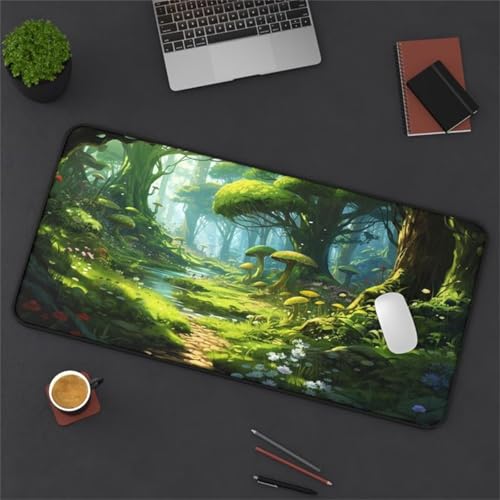 taesdvry Großes Mauspad, 700x400x3mm Gaming Mauspads, Genähte Kanten Mouse Pad, Schreibtischunterlage mit Rutschfester Gummibasis für Tastatur, PC, Laptop (Flusspflanzen) von taesdvry