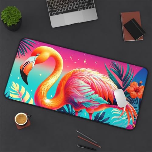 taesdvry Großes Mauspad, 900x400x2mm Gaming Mauspads, Genähte Kanten Mouse Pad, Schreibtischunterlage mit Rutschfester Gummibasis für Tastatur, PC, Laptop (Rosa Vögel) von taesdvry