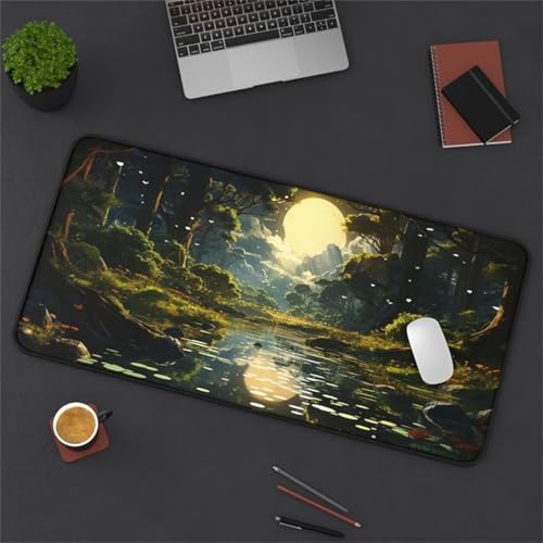 taesdvry Großes Mauspad, 900x400x3mm Gaming Mauspads, Genähte Kanten Mouse Pad, Schreibtischunterlage mit Rutschfester Gummibasis für Tastatur, PC, Laptop (Mondreflexion) von taesdvry