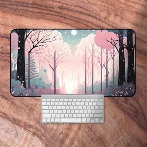 taesdvry Großes Mauspad, 900x400x3mm Gaming Mauspads, Genähte Kanten Mouse Pad, Schreibtischunterlage mit Rutschfester Gummibasis für Tastatur, PC, Laptop (Rosa Dschungel) von taesdvry