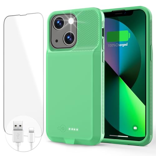 Tailasi Ultradünne Schutzhülle mit 7000 mAh Akku für iPhone 13/13 Pro/14/14 Pro (6,1 Zoll), Grün von tailasi