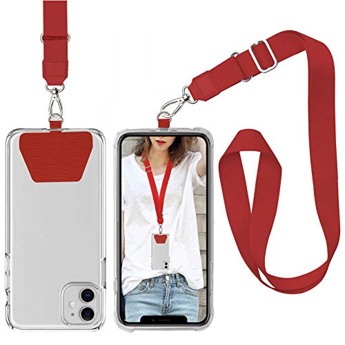 takyu Handy Lanyard, Universale Handykette Halsband Schlüsselband mit 2 aufklebenden Einlagen Rot von takyu