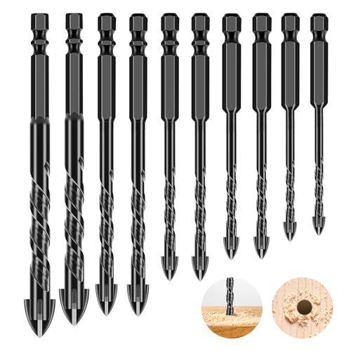 Fliesenbohrer, Lytool 10 tlg.Glasbohrer Steinbohrer Bohrer Set mit Sechskantschaft Universalbohrer für Hobbybastler, Ø 3-12 mm Fliesenbohrer, Lytool 10 tlg.Glasbohrer Steinbohrer Bohrer Set mit Sechskantschaft Universalbohrer für Hobbybastler, Ø 3-12 mm von talifoca