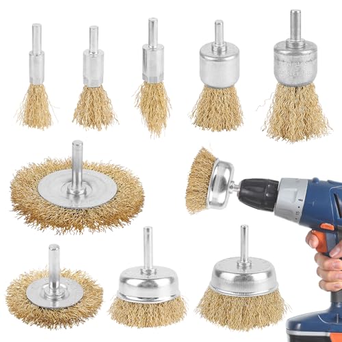 Drahtbürste Set 9-teilig für Bohrmaschine, Drahtbürste Bohrmaschine Set, Messingbeschichteter Stahlbürste Akkuschrauber und Messingbürste Bohrmaschine Elektrische Schleifaufsatz für Bohrer Drahtbürste Set 9-teilig für Bohrmaschine, Drahtbürste Bohrmaschine Set, Messingbeschichteter Stahlbürste Akkuschrauber und Messingbürste Bohrmaschine Elektrische Schleifaufsatz für Bohrer von talifoca