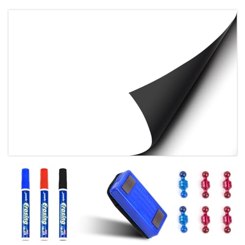 talifoca Whiteboard Folie,40 * 60cm Magnetisch Selbstklebend Weißwandtafel Folie Whiteboard Sticker DIY Inklusive Marker und Schwamm Wandfolie für glatten Oberflächen in Schule Büro Haus CXBBT-001 von talifoca