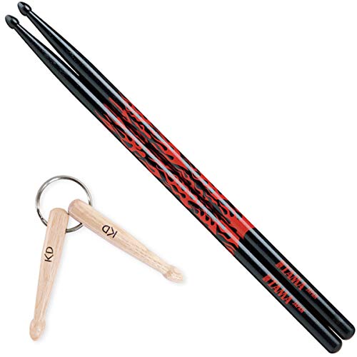 Tama 5A Drumsticks Red Rhythmic Fire Black + Schlüsselanhänger von tama stock