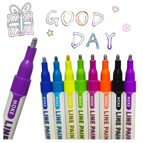 taobosec Glitzerstifte,8 Farbe Outline Marker Zauberstifte Glitzerstifte Zauberstifte Glitzerstifte Magische Stifte für Fotoalbum Gästebuch Hochzeit Scrapbook Zubehör Basteln Geschenke für Mädchen von taobosec