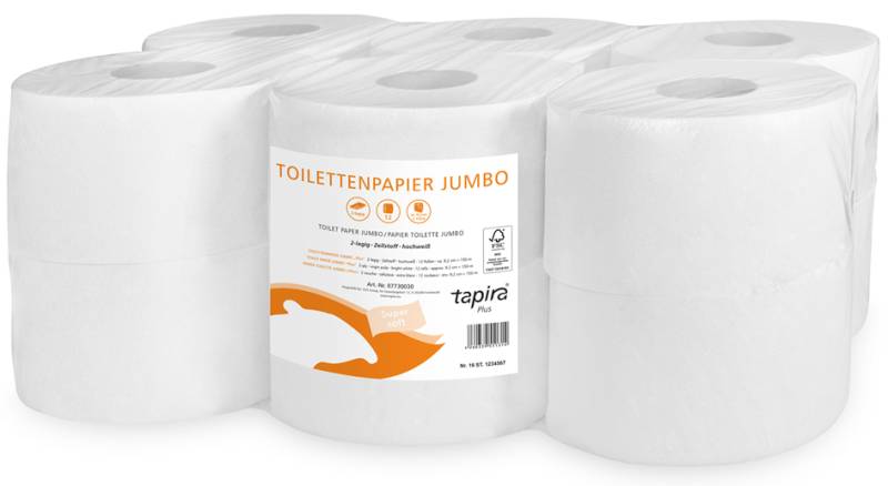 Tapira Großrollen-Toilettenpapier Plus, 2-lagig, 360 m von tapira