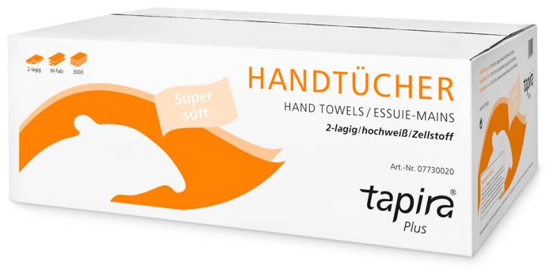 Tapira Handtuchpapier Plus, 203 x 320 mm, W-Falz, hochweiß von tapira