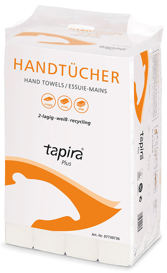 Tapira Handtuchpapier Plus, 245 x 210 mm, V-Falz, weiß von tapira