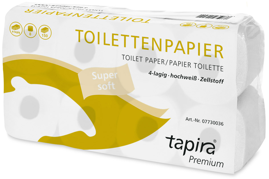 Tapira Toilettenpapier Premium, 4-lagig, hochweiß Tapira Toilettenpapier Premium, 4-lagig, hochweiß von tapira