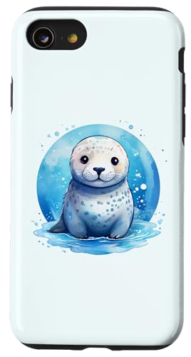 Hülle für iPhone SE (2020) / 7 / 8 Robbe Seelöwe süßer Seehund Meerestier Wasserfarben Robbe von tatia4design
