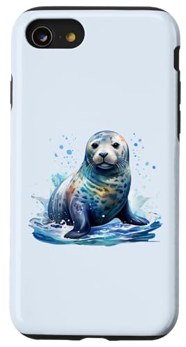Hülle für iPhone SE (2020) / 7 / 8 Robbe Seelöwe süßer Seehund Meerestier Wasserfarben Robbe von tatia4design