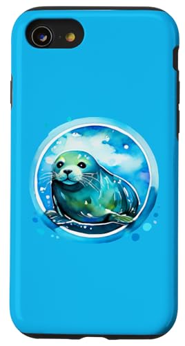 Hülle für iPhone SE (2020) / 7 / 8 Robbe Seelöwe süßer Seehund Meerestier Wasserfarben Robbe von tatia4design