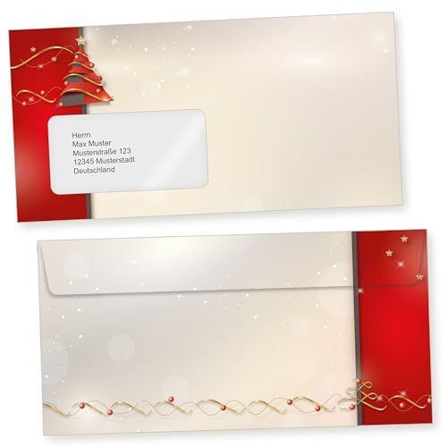 Avantgarde 50 Stück Weihnachtsbriefumschläge Din lang mit Fenster Briefumschläge Weihnachten mit Fensterumschlag von tatmotive