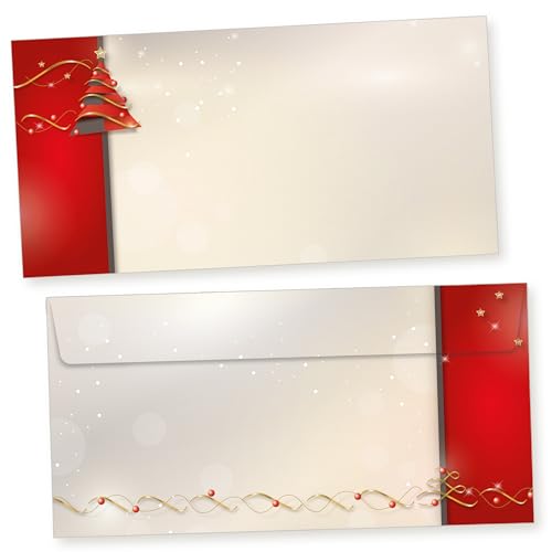 Avantgarde 50 Stück Weihnachtsumschläge Din lang ohne Fenster Umschläge Weihnachten selbstklebend von tatmotive