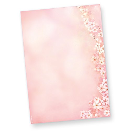 Briefpapier Frühling Kirschblüten 50 Blatt DIN A4 rosa Blumen Blüten für Frauen, Ostern von tatmotive