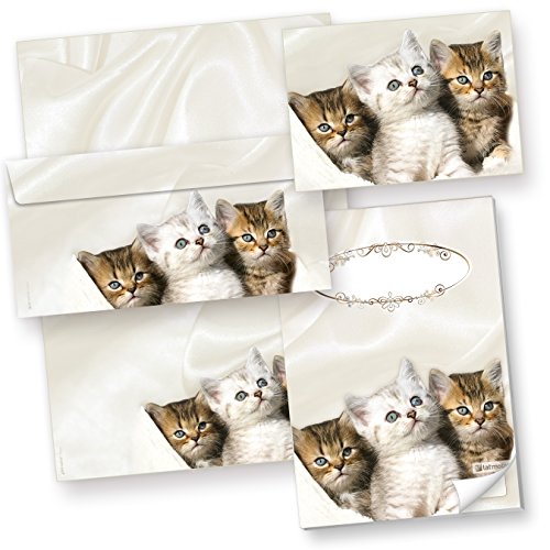 Briefpapier Katzen mit Umschlag (25 Sets) inkl. 3 Postkarten + Schreibblock von tatmotive